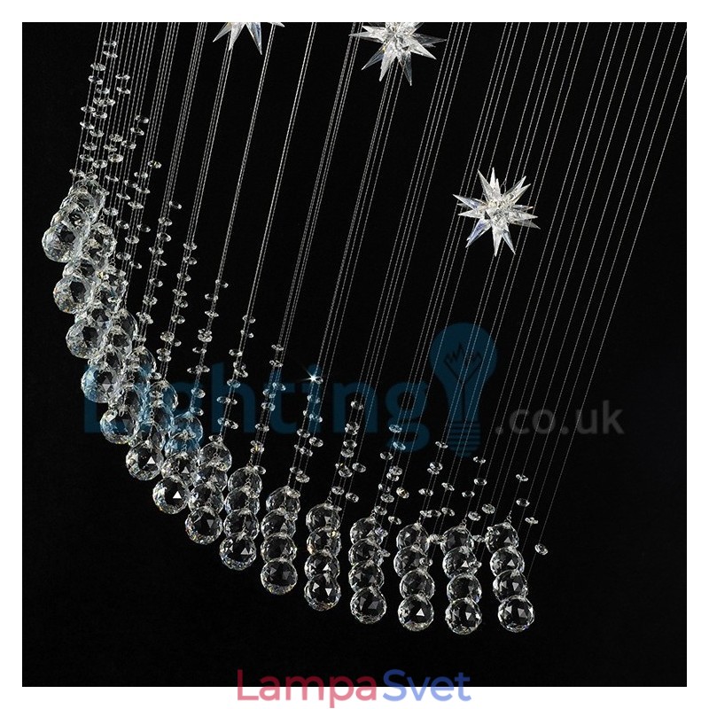 Moderný súčasný luster Závesné svietidlo na zapustenú montáž Crystal Rain Drop Light