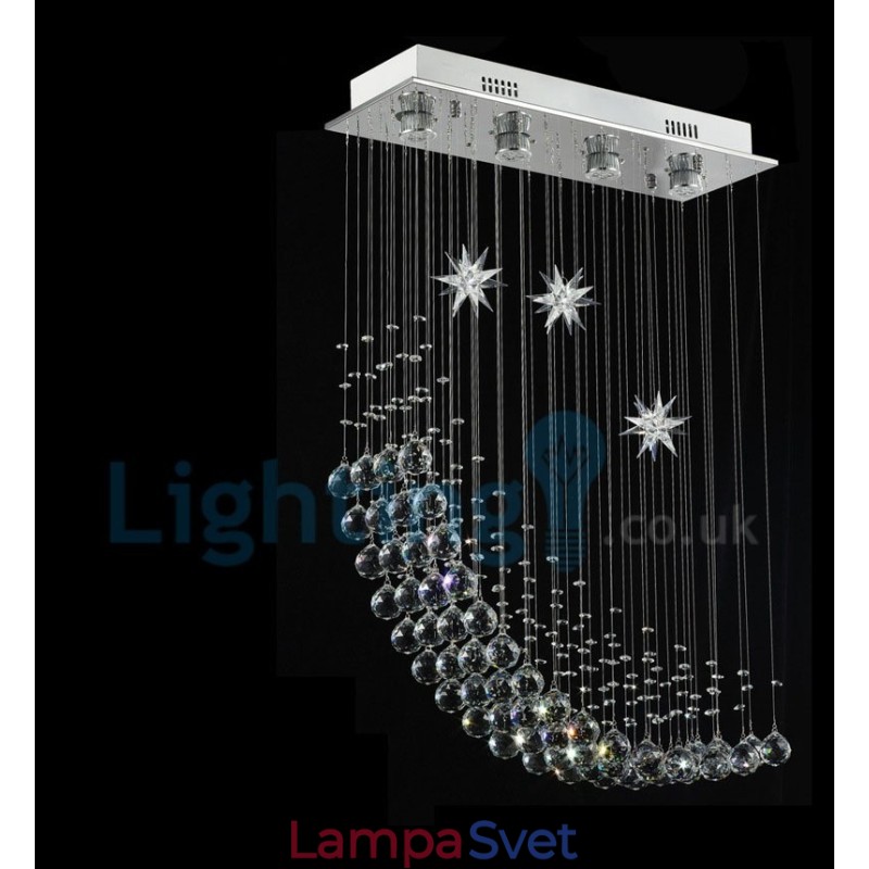Moderný súčasný luster Závesné svietidlo na zapustenú montáž Crystal Rain Drop Light