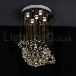 Moderný súčasný luster Závesné svietidlo na zapustenú montáž Crystal Rain Drop Light
