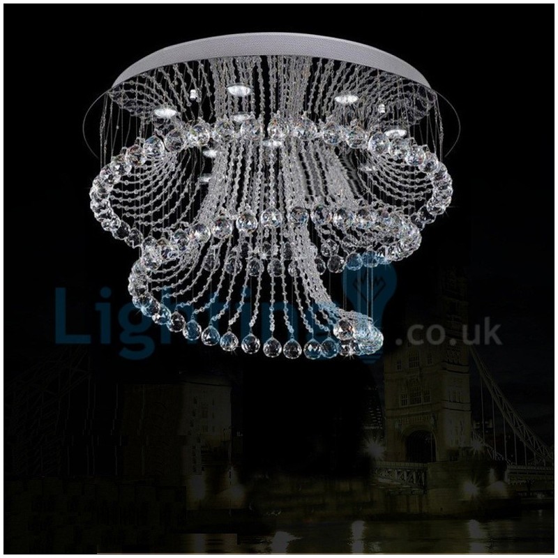 Moderný súčasný luster Závesné svietidlo na zapustenú montáž Crystal Rain Drop Light