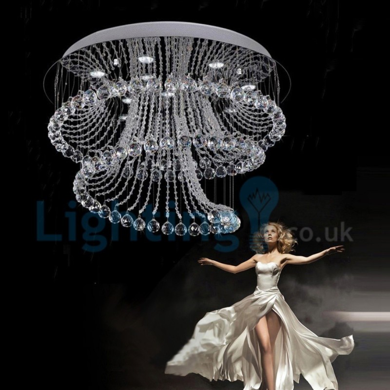 Moderný súčasný luster Závesné svietidlo na zapustenú montáž Crystal Rain Drop Light