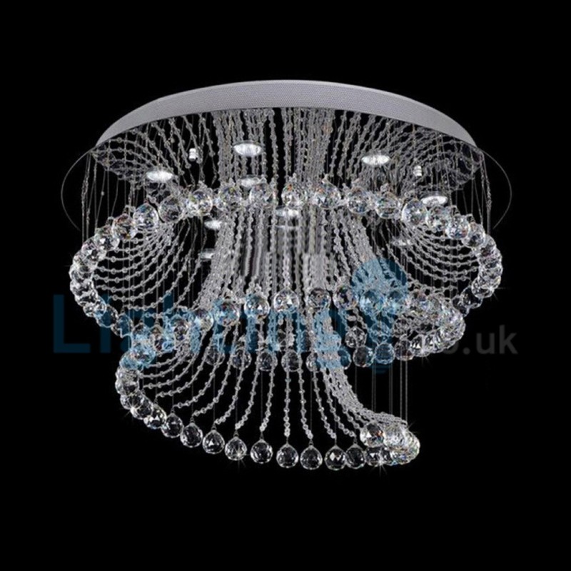 Moderný súčasný luster Závesné svietidlo na zapustenú montáž Crystal Rain Drop Light