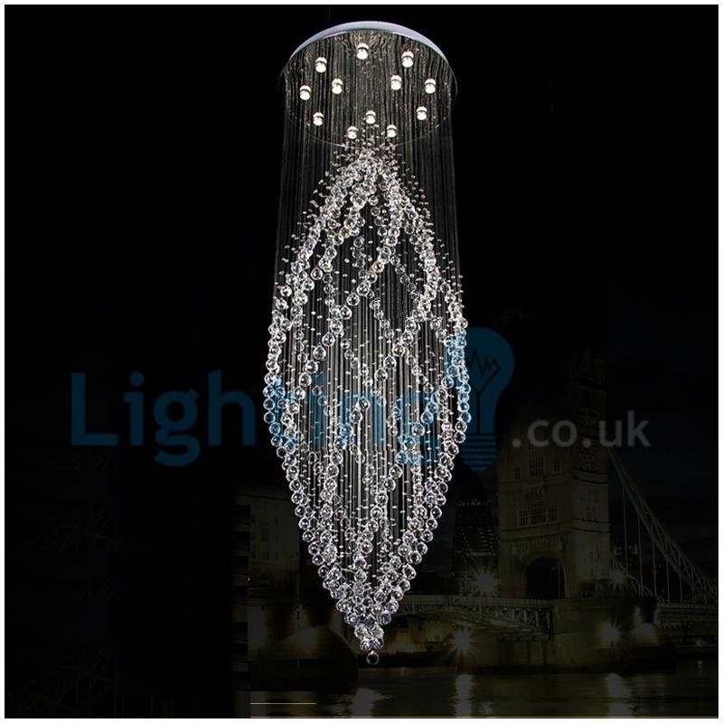 Moderný súčasný luster Závesné svietidlo na zapustenú montáž Crystal Rain Drop Light