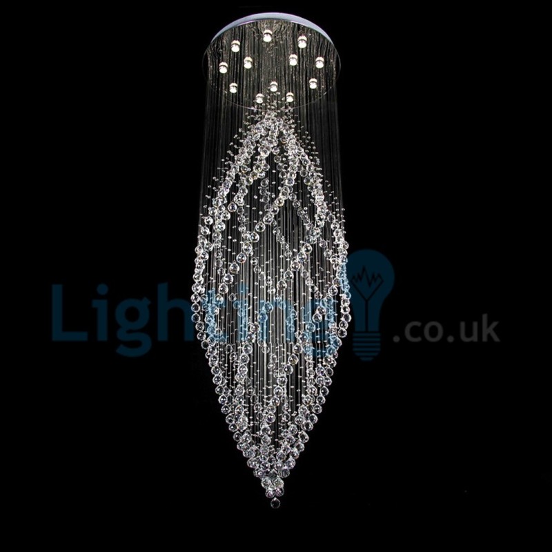Moderný súčasný luster Závesné svietidlo na zapustenú montáž Crystal Rain Drop Light