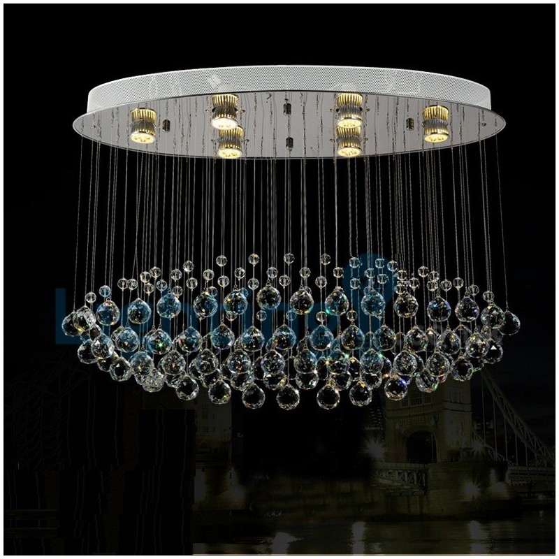 Moderný súčasný luster Závesné svietidlo na zapustenú montáž Crystal Rain Drop Light
