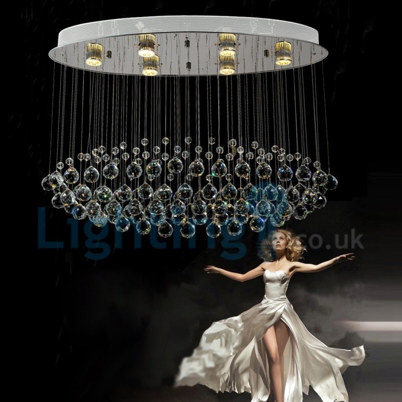 Moderný súčasný luster Závesné svietidlo na zapustenú montáž Crystal Rain Drop Light