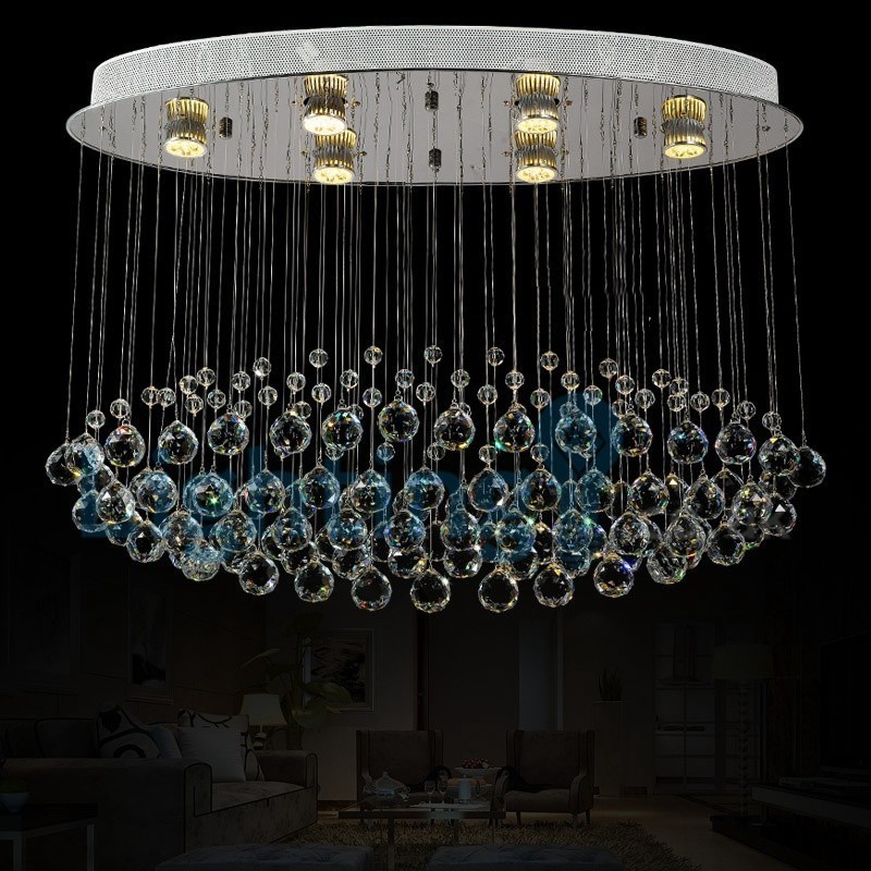 Moderný súčasný luster Závesné svietidlo na zapustenú montáž Crystal Rain Drop Light