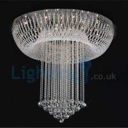 Moderný súčasný luster Závesné svietidlo na zapustenú montáž Crystal Rain Drop Light