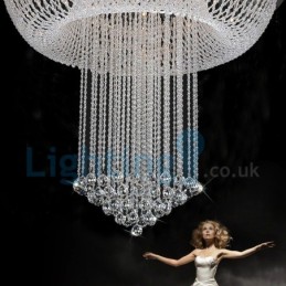 Moderný súčasný luster Závesné svietidlo na zapustenú montáž Crystal Rain Drop Light