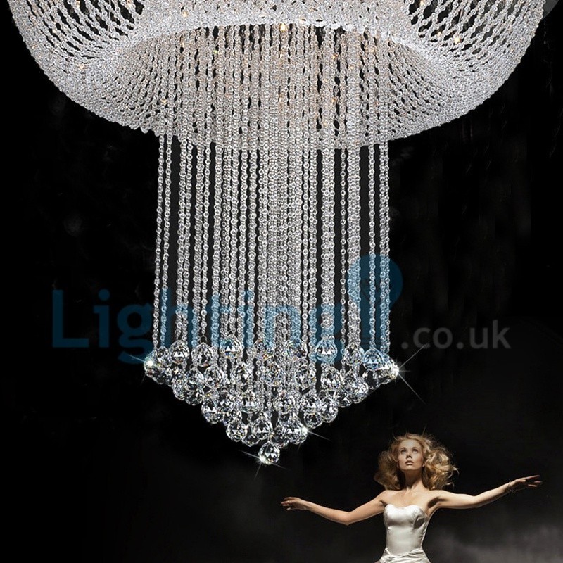 Moderný súčasný luster Závesné svietidlo na zapustenú montáž Crystal Rain Drop Light