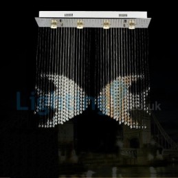Moderný súčasný luster Závesné svietidlo na zapustenú montáž Crystal Rain Drop Light