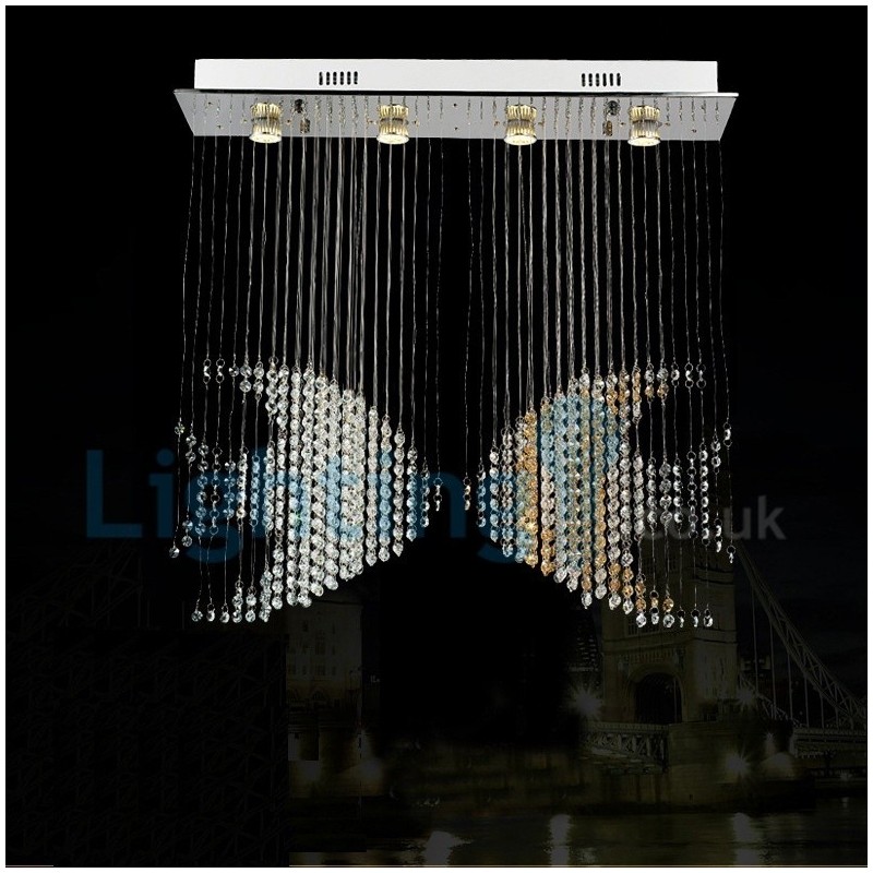 Moderný súčasný luster Závesné svietidlo na zapustenú montáž Crystal Rain Drop Light