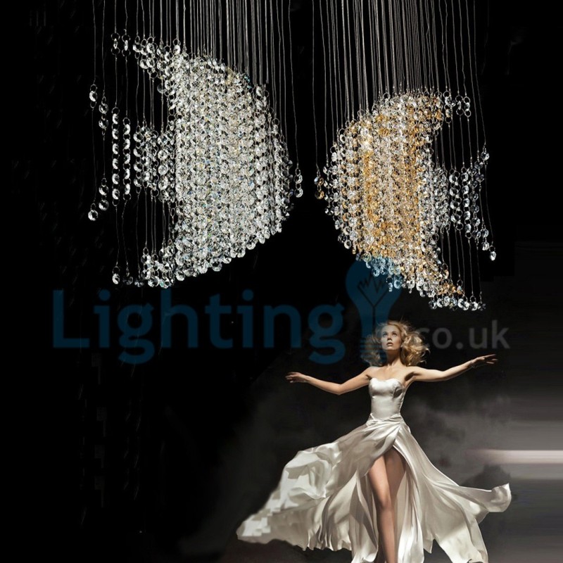 Moderný súčasný luster Závesné svietidlo na zapustenú montáž Crystal Rain Drop Light