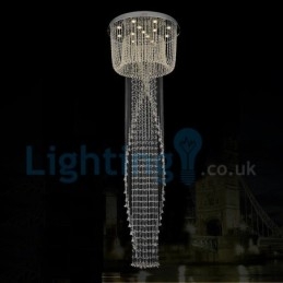 Moderný súčasný luster Závesné svietidlo na zapustenú montáž Crystal Rain Drop Light