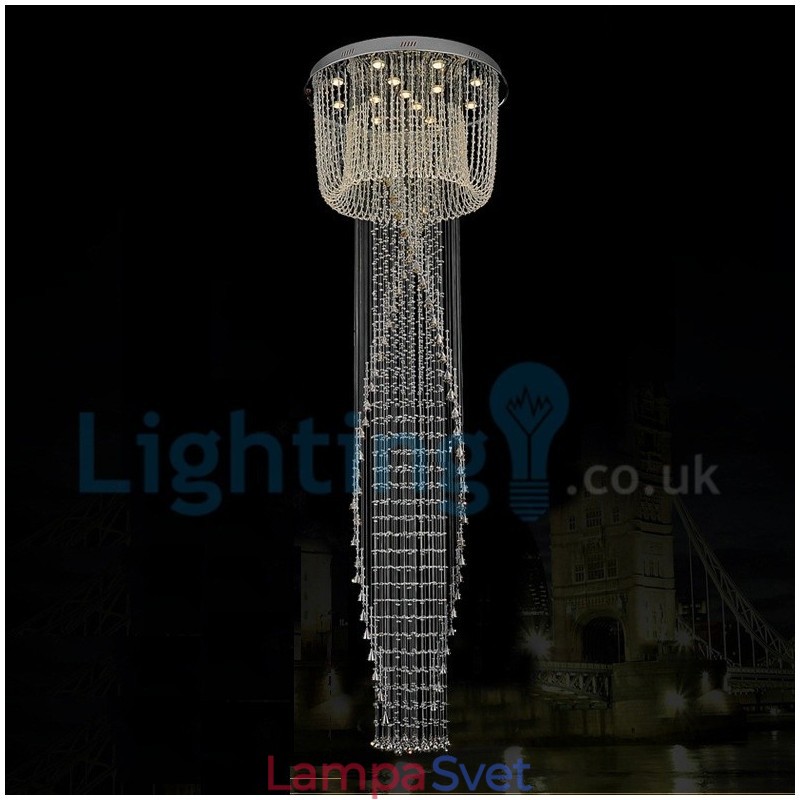 Moderný súčasný luster Závesné svietidlo na zapustenú montáž Crystal Rain Drop Light