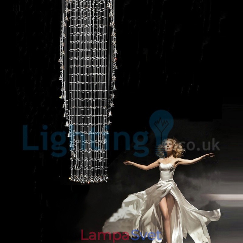 Moderný súčasný luster Závesné svietidlo na zapustenú montáž Crystal Rain Drop Light