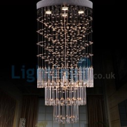 Moderný súčasný luster Závesné svietidlo na zapustenú montáž Crystal Rain Drop Light