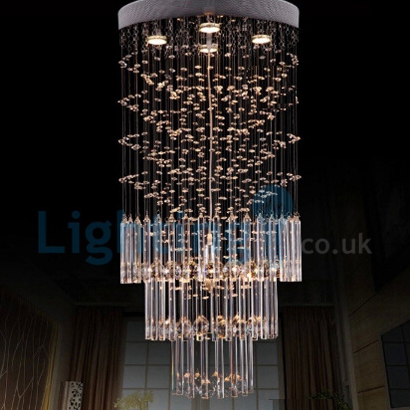 Moderný súčasný luster Závesné svietidlo na zapustenú montáž Crystal Rain Drop Light