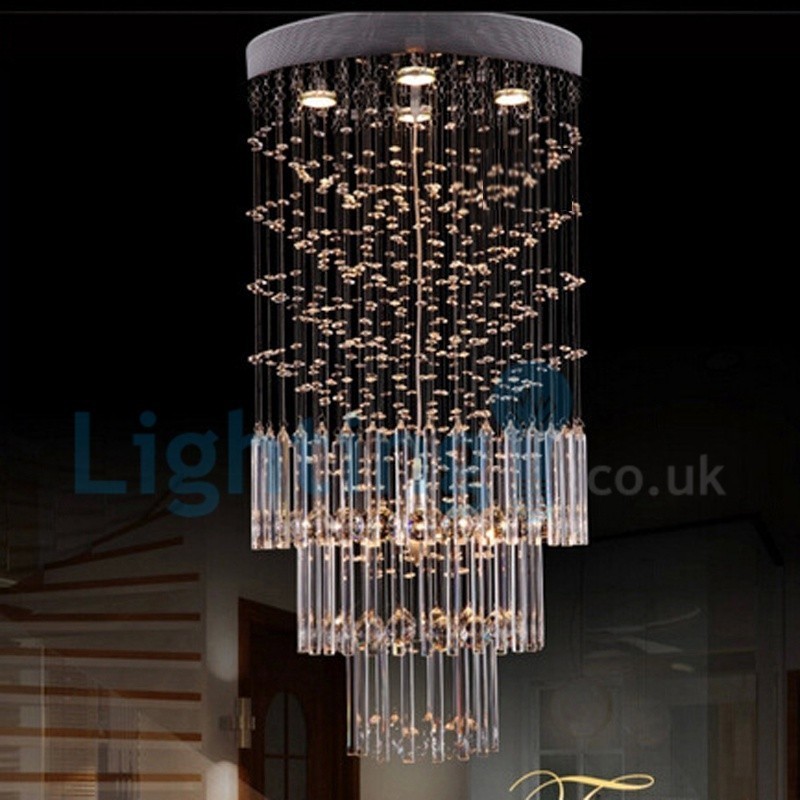 Moderný súčasný luster Závesné svietidlo na zapustenú montáž Crystal Rain Drop Light
