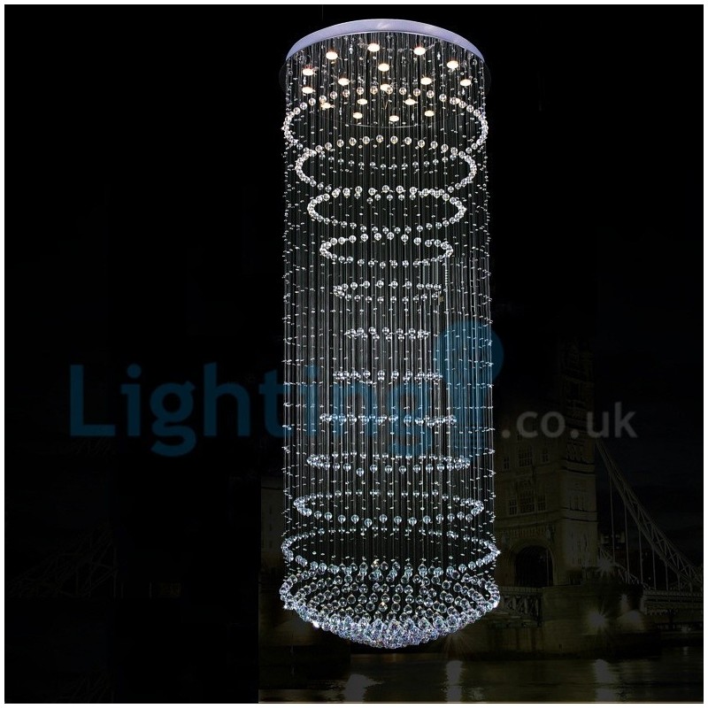 Moderný súčasný luster Závesné svietidlo na zapustenú montáž Crystal Rain Drop Light