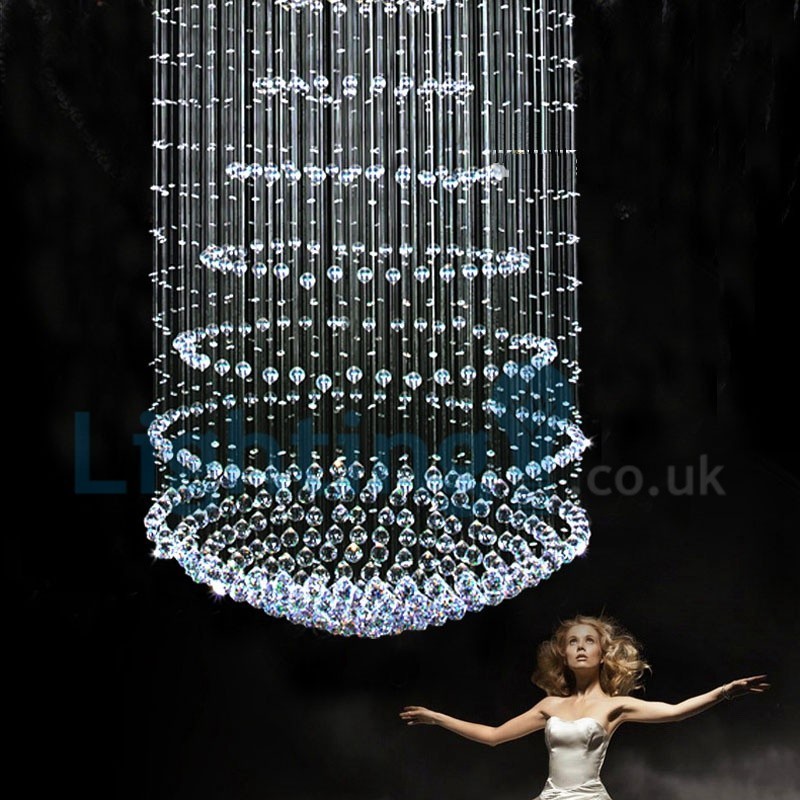 Moderný súčasný luster Závesné svietidlo na zapustenú montáž Crystal Rain Drop Light