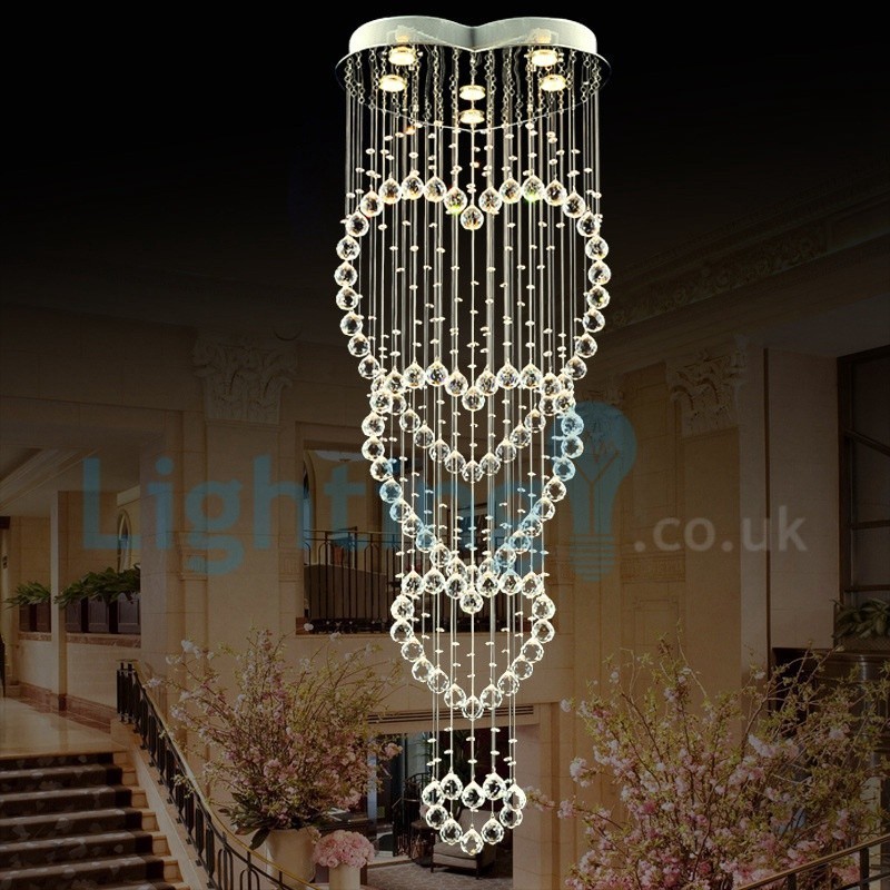 Moderný súčasný luster Závesné svietidlo na zapustenú montáž Crystal Rain Drop Light