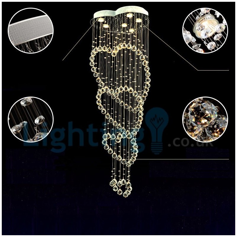 Moderný súčasný luster Závesné svietidlo na zapustenú montáž Crystal Rain Drop Light
