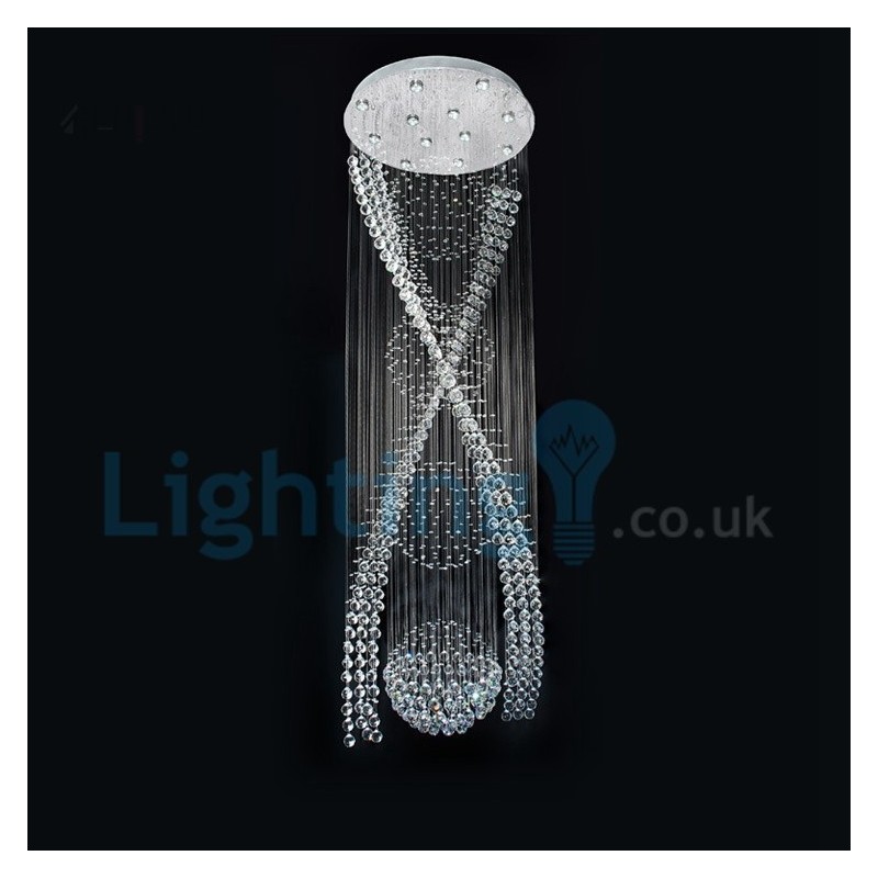 Moderný súčasný luster Závesné svietidlo na zapustenú montáž Crystal Rain Drop Light