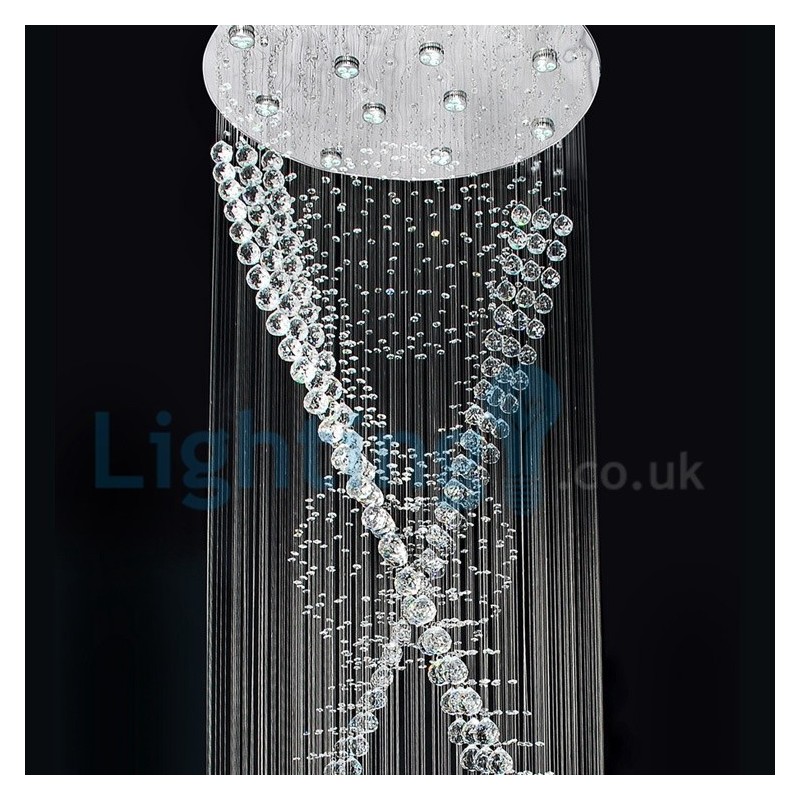 Moderný súčasný luster Závesné svietidlo na zapustenú montáž Crystal Rain Drop Light