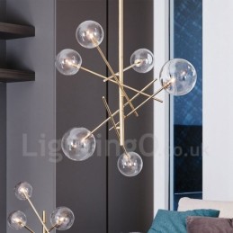 6 svetiel Nordic Lamp Luster Jednoduchý kreatívny retro Železný sklenený guľový luster Magic Bean