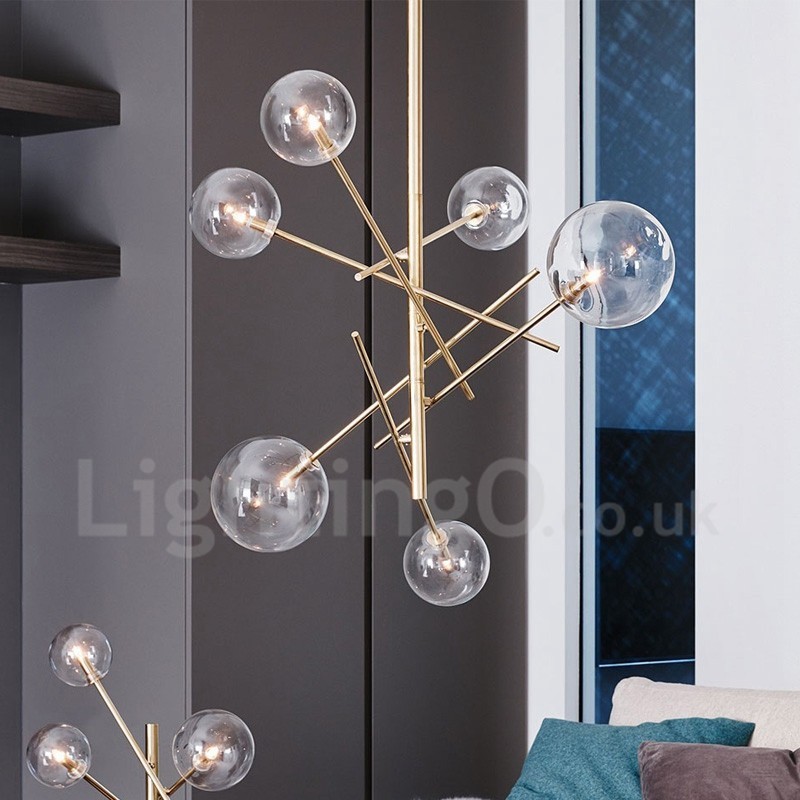 6 svetiel Nordic Lamp Luster Jednoduchý kreatívny retro Železný sklenený guľový luster Magic Bean