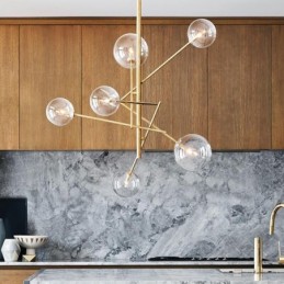 6 svetiel Nordic Lamp Luster Jednoduchý kreatívny retro Železný sklenený guľový luster Magic Bean
