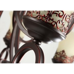 24 svetiel vysoký strop Vintage vidiecka ostrovná maľba kovový luster so sklenenými tienidlami vysoký strop