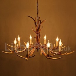 8 Ľahký rustikálny umelecký retro parohový luster Vintage Candle