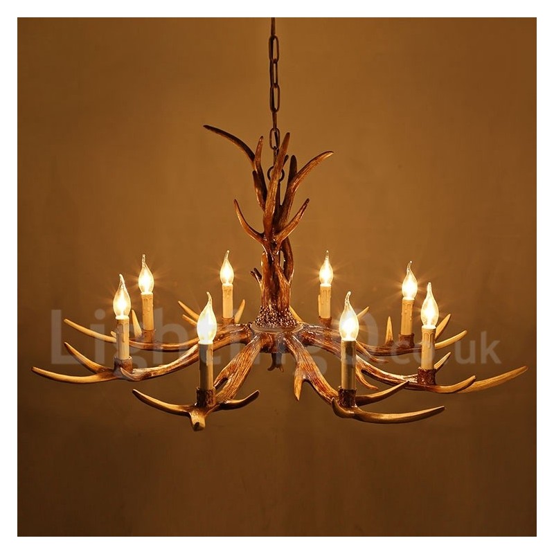 8 Ľahký rustikálny umelecký retro parohový luster Vintage Candle