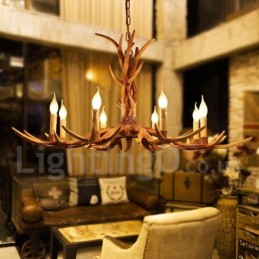 8 Ľahký rustikálny umelecký retro parohový luster Vintage Candle
