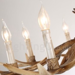 8 Ľahký rustikálny umelecký retro parohový luster Vintage Candle