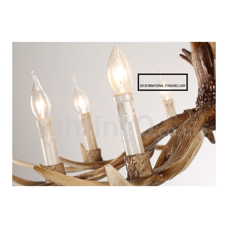 8 Ľahký rustikálny umelecký retro parohový luster Vintage Candle