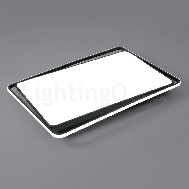 Moderné módne čiernobiele obdĺžnikové stropné svietidlo so zapustenou montážou