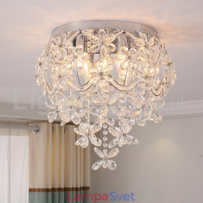 Moderné módne 48 cm okrúhle krištáľové stropné svietidlá na zapustenú montáž