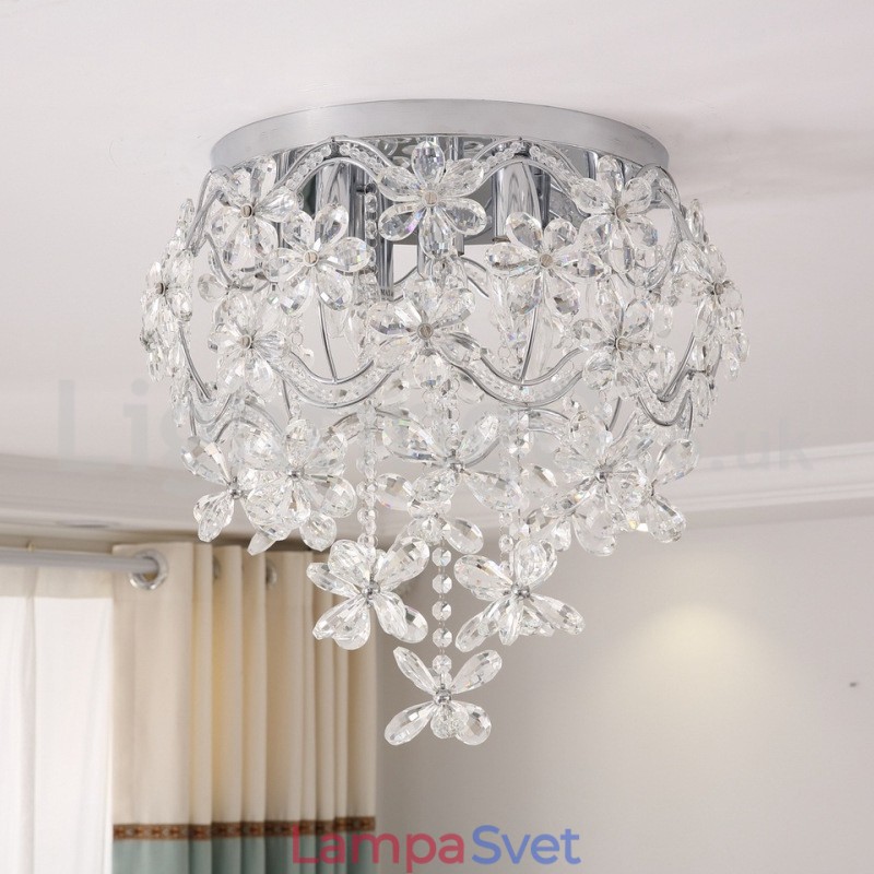Moderné módne 48 cm okrúhle krištáľové stropné svietidlá na zapustenú montáž