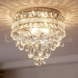 Lacné moderné 40 cm okrúhle krištáľové stropné svietidlá so zapustenou montážou