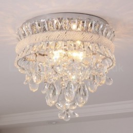Lacné moderné 40 cm okrúhle krištáľové stropné svietidlá so zapustenou montážou