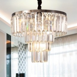 Elegantné lacné moderné 4-vrstvové okrúhle krištáľové závesné svietidlo