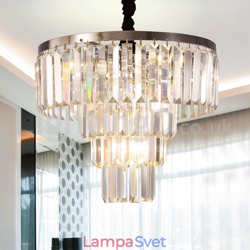 Elegantné lacné moderné 4-vrstvové okrúhle krištáľové závesné svietidlo