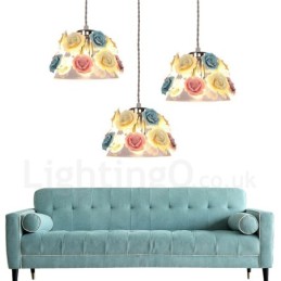 Viacfarebné stropné závesné svietidlo Flower Macaron so skleneným tienidlom