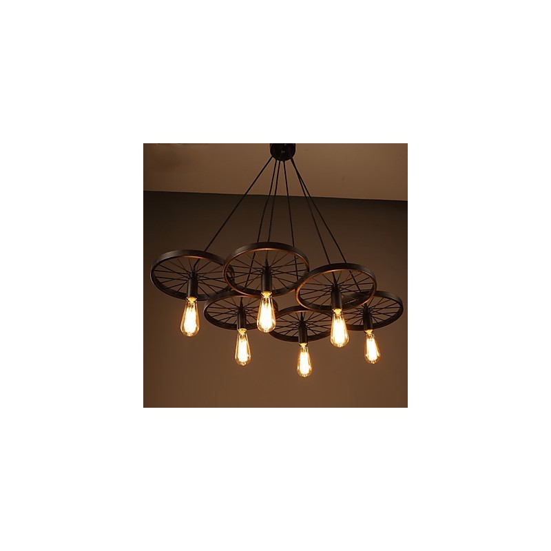 Osvetlenie Industrial Loft Style Kované železné luster Cafe Wheel Luster