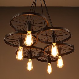 Osvetlenie Industrial Loft Style Kované železné luster Cafe Wheel Luster
