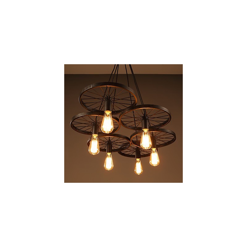 Osvetlenie Industrial Loft Style Kované železné luster Cafe Wheel Luster