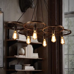 Osvetlenie Industrial Loft Style Kované železné luster Cafe Wheel Luster
